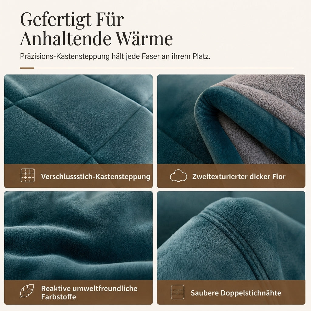 Dicker warmer Winter-Steppdecke aus Schneeflocken-Samt