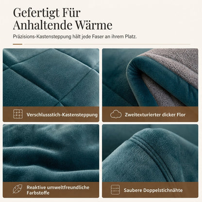 Dicker warmer Winter-Steppdecke aus Schneeflocken-Samt