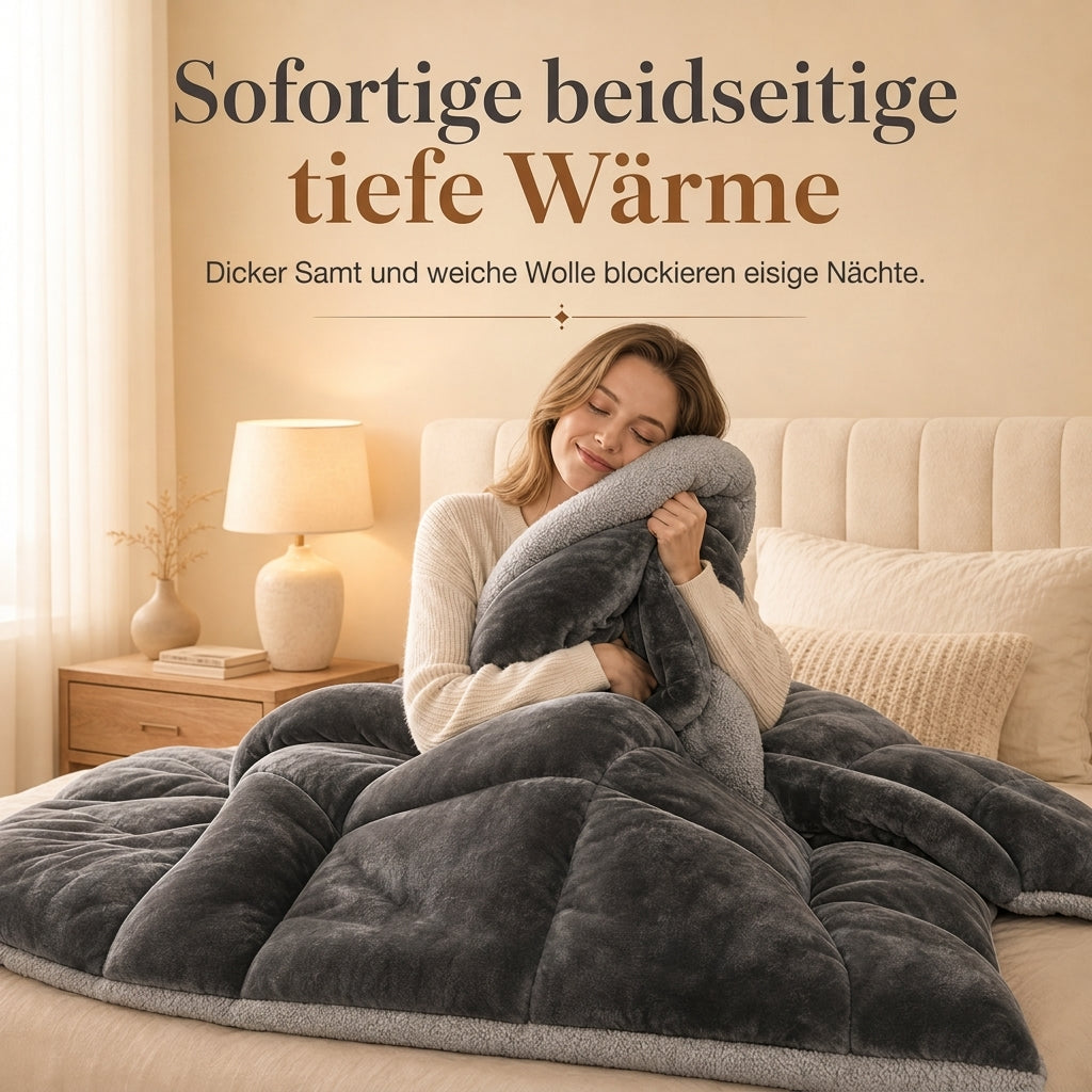Dicker warmer Winter-Steppdecke aus Schneeflocken-Samt