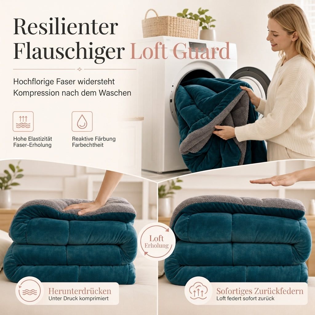 Dicker warmer Winter-Steppdecke aus Schneeflocken-Samt
