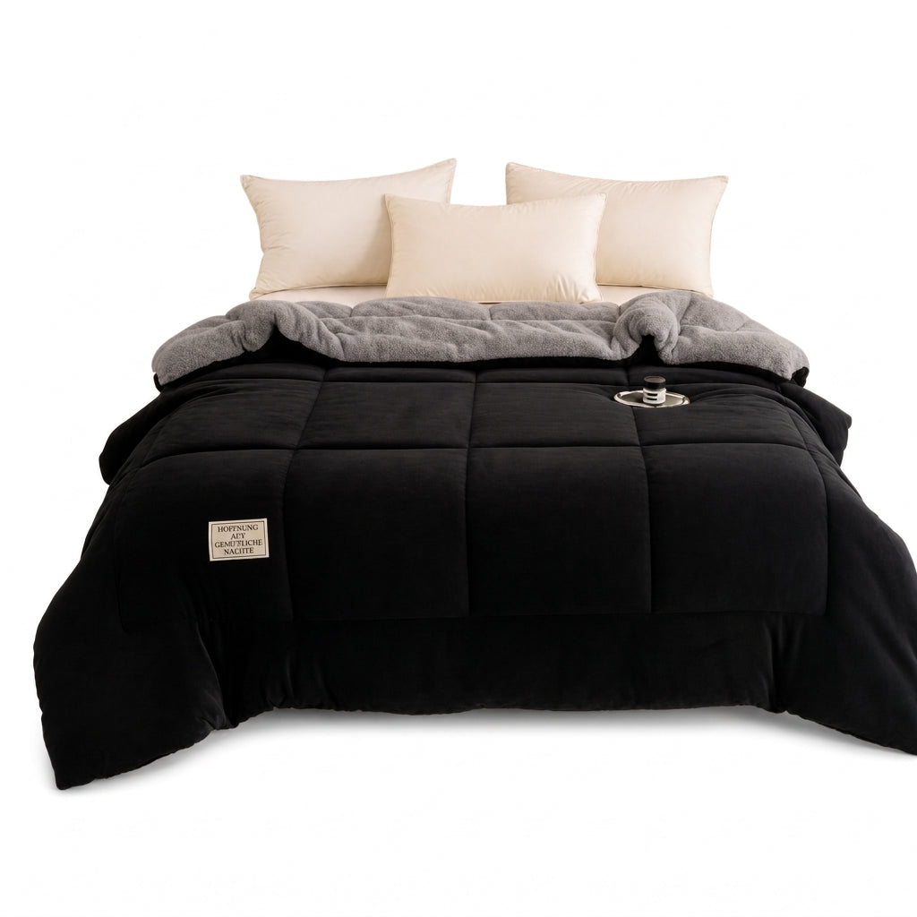 Dicker warmer Winter-Steppdecke aus Schneeflocken-Samt