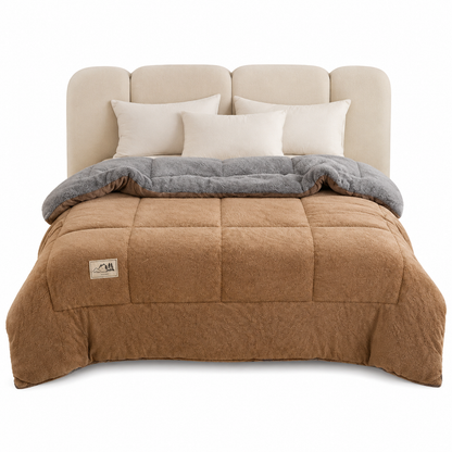 Dicker warmer Winter-Steppdecke aus Schneeflocken-Samt
