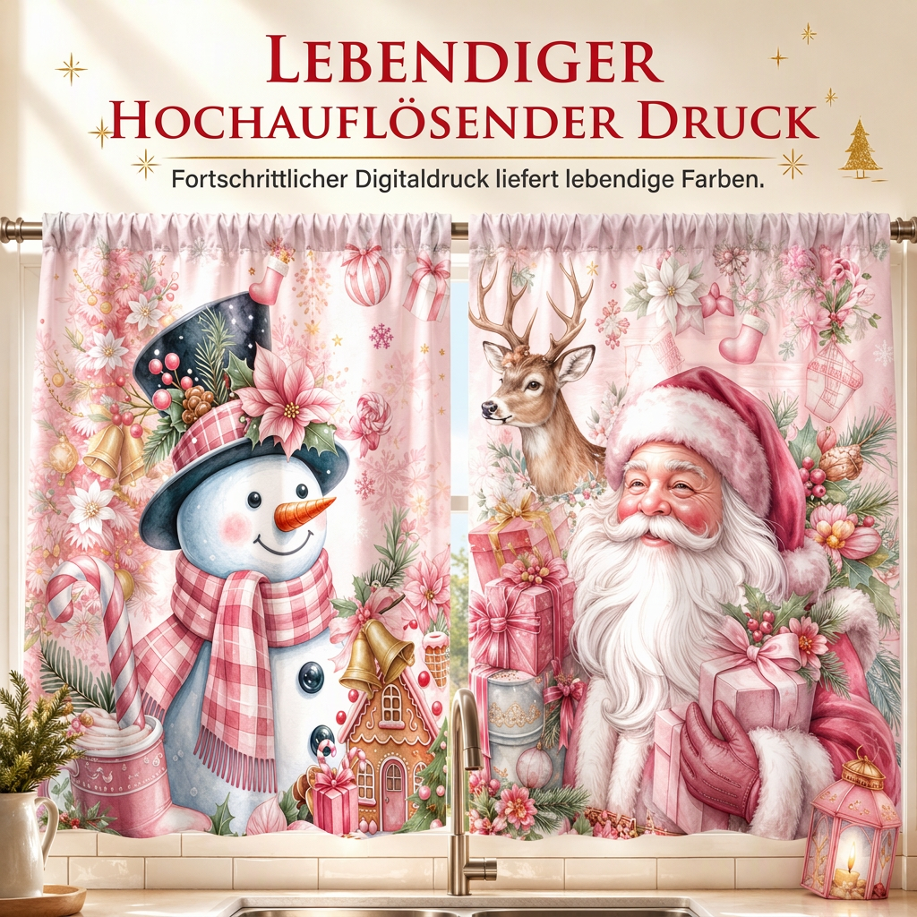 ⏳Nur für kurze Zeit – 50% RABATT⏰Weihnachts Küchenvorhänge Set
