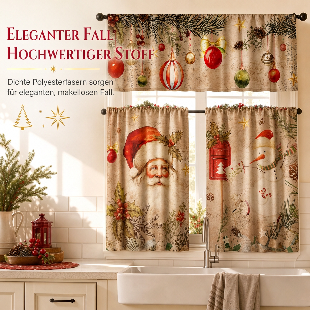 ⏳Nur für kurze Zeit – 50% RABATT⏰Weihnachts Küchenvorhänge Set