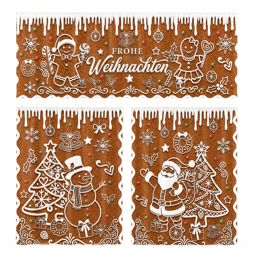 ⏳Nur für kurze Zeit – 50% RABATT⏰Weihnachts Küchenvorhänge Set