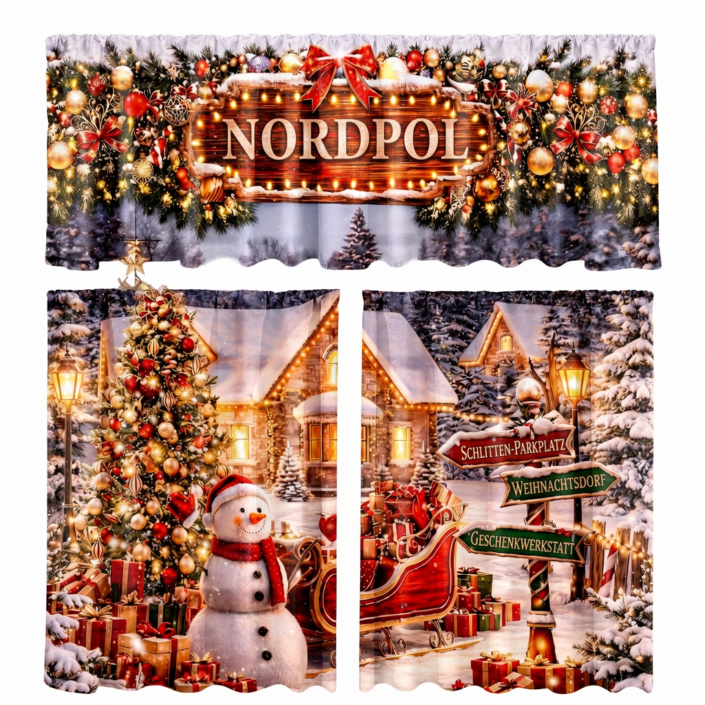 ⏳Nur für kurze Zeit – 50% RABATT⏰Weihnachts Küchenvorhänge Set