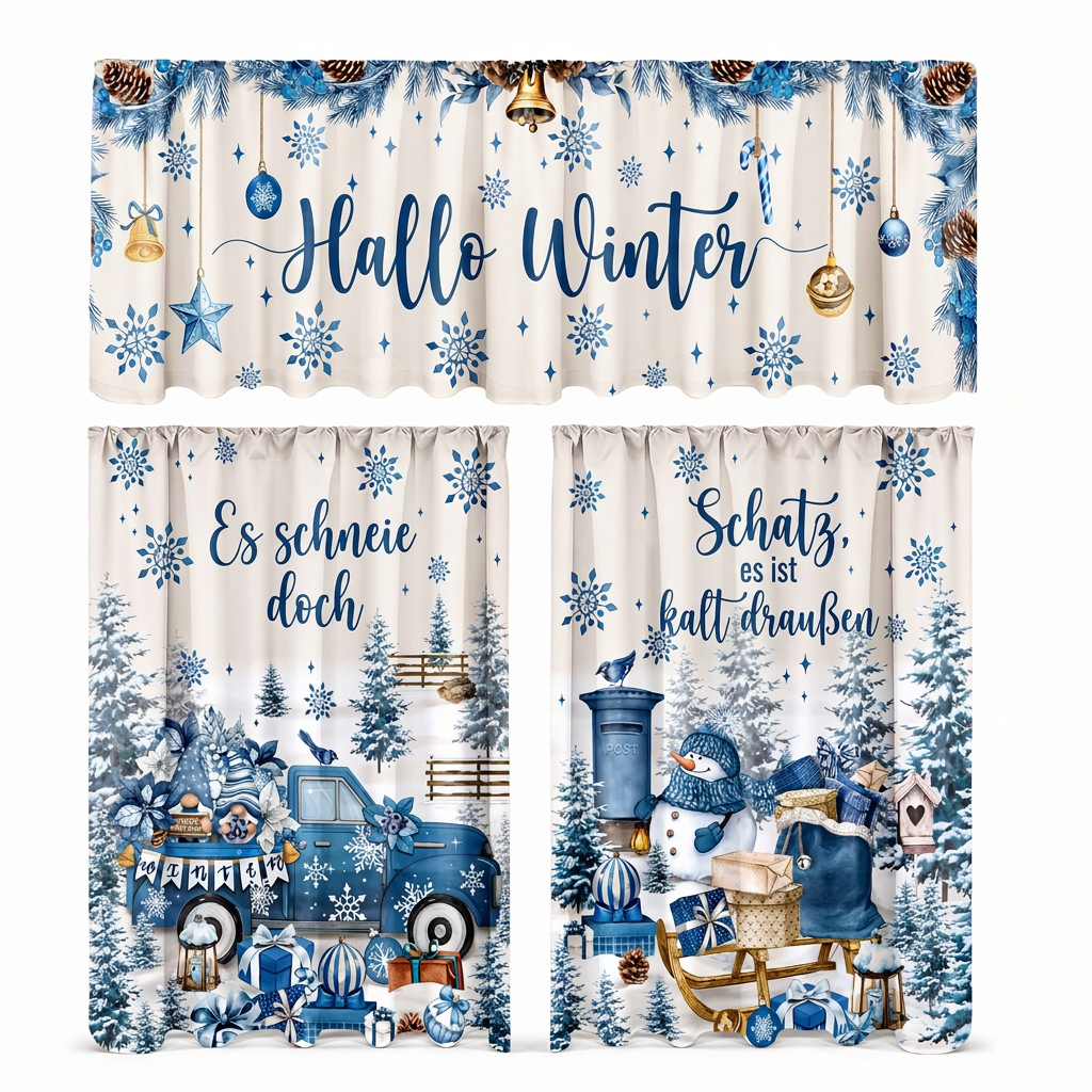 ⏳Nur für kurze Zeit – 50% RABATT⏰Weihnachts Küchenvorhänge Set