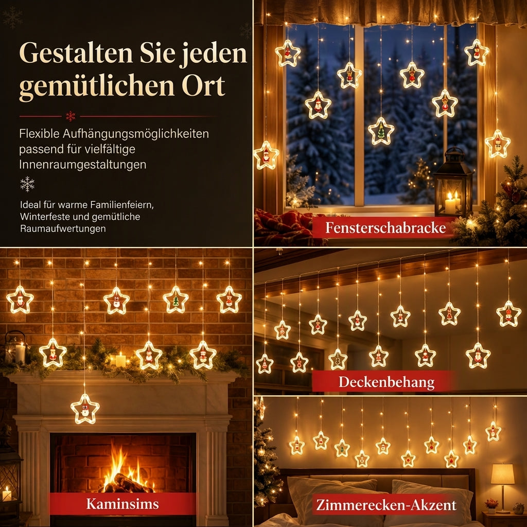 🎄 50% RABATT! Weihnachtsvorhang-Lichterkette – Fernbedienung & 8 Beleuchtungsmodi für gemütliche Festtagsfenster ✨🎁