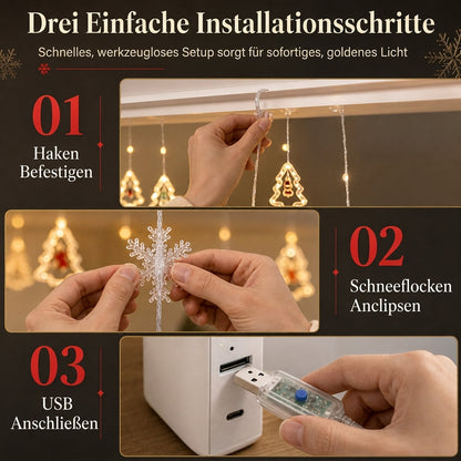 🎄 50% RABATT! Weihnachtsvorhang-Lichterkette – Fernbedienung & 8 Beleuchtungsmodi für gemütliche Festtagsfenster ✨🎁