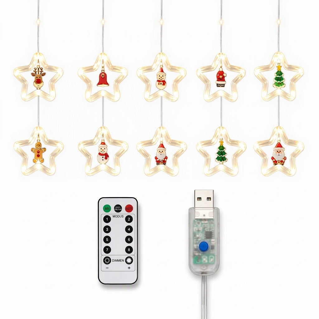 🎄 50% RABATT! Weihnachtsvorhang-Lichterkette – Fernbedienung & 8 Beleuchtungsmodi für gemütliche Festtagsfenster ✨🎁