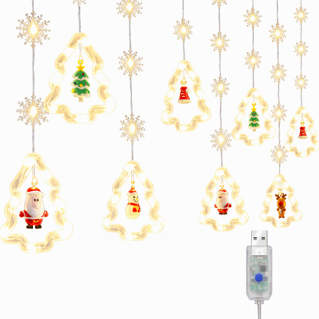 🎄 50% RABATT! Weihnachtsvorhang-Lichterkette – Fernbedienung & 8 Beleuchtungsmodi für gemütliche Festtagsfenster ✨🎁