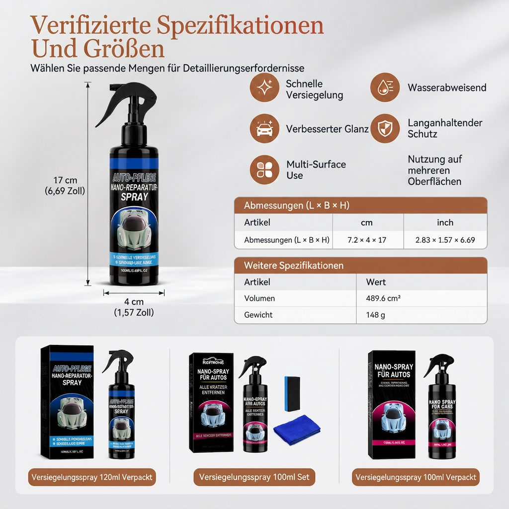 🚗 Nano-Reparaturspray für Autolack – entfernt Kratzer, reinigt, poliert & versiegelt in einem