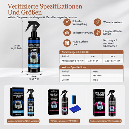 🚗 Nano-Reparaturspray für Autolack – entfernt Kratzer, reinigt, poliert & versiegelt in einem