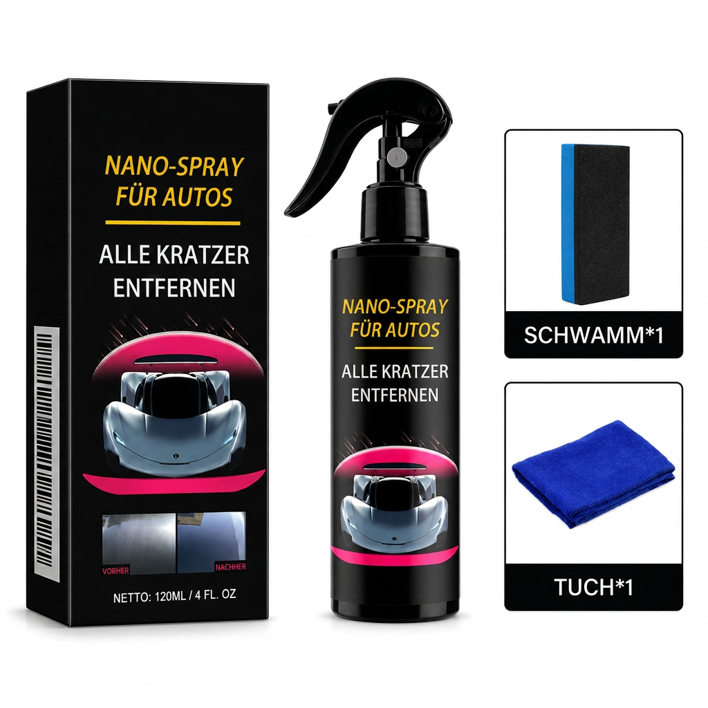 🚗 Nano-Reparaturspray für Autolack – entfernt Kratzer, reinigt, poliert & versiegelt in einem