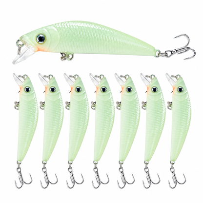 📢📢50% RABATT !!🎣 Leuchtender Minnow Wobbler 7cm 8g – Hardbaits für Nachtangeln, UV-aktiv & fängig für Zander & Barsch