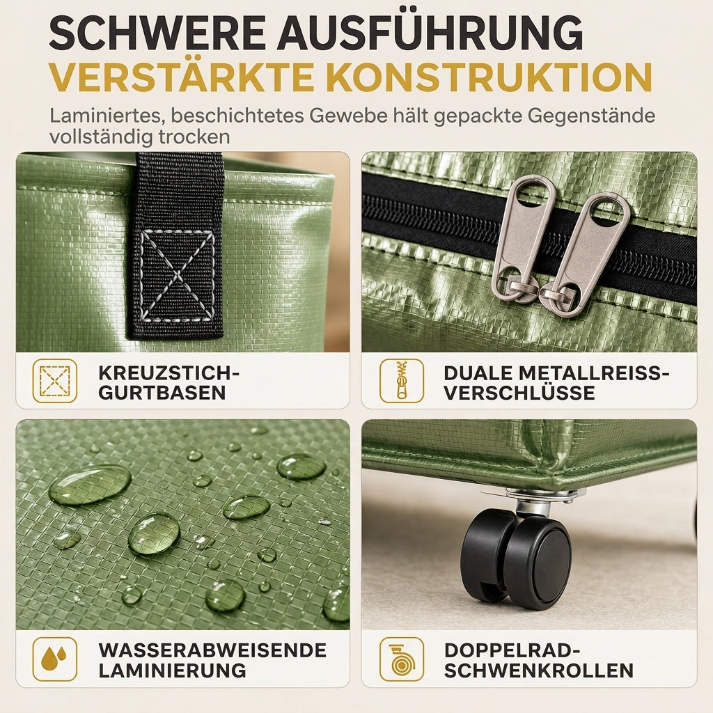 📦 50% RABATT! 🧳 Faltbare Umzugstasche mit Rädern – Wasserdicht & große Kapazität ✨