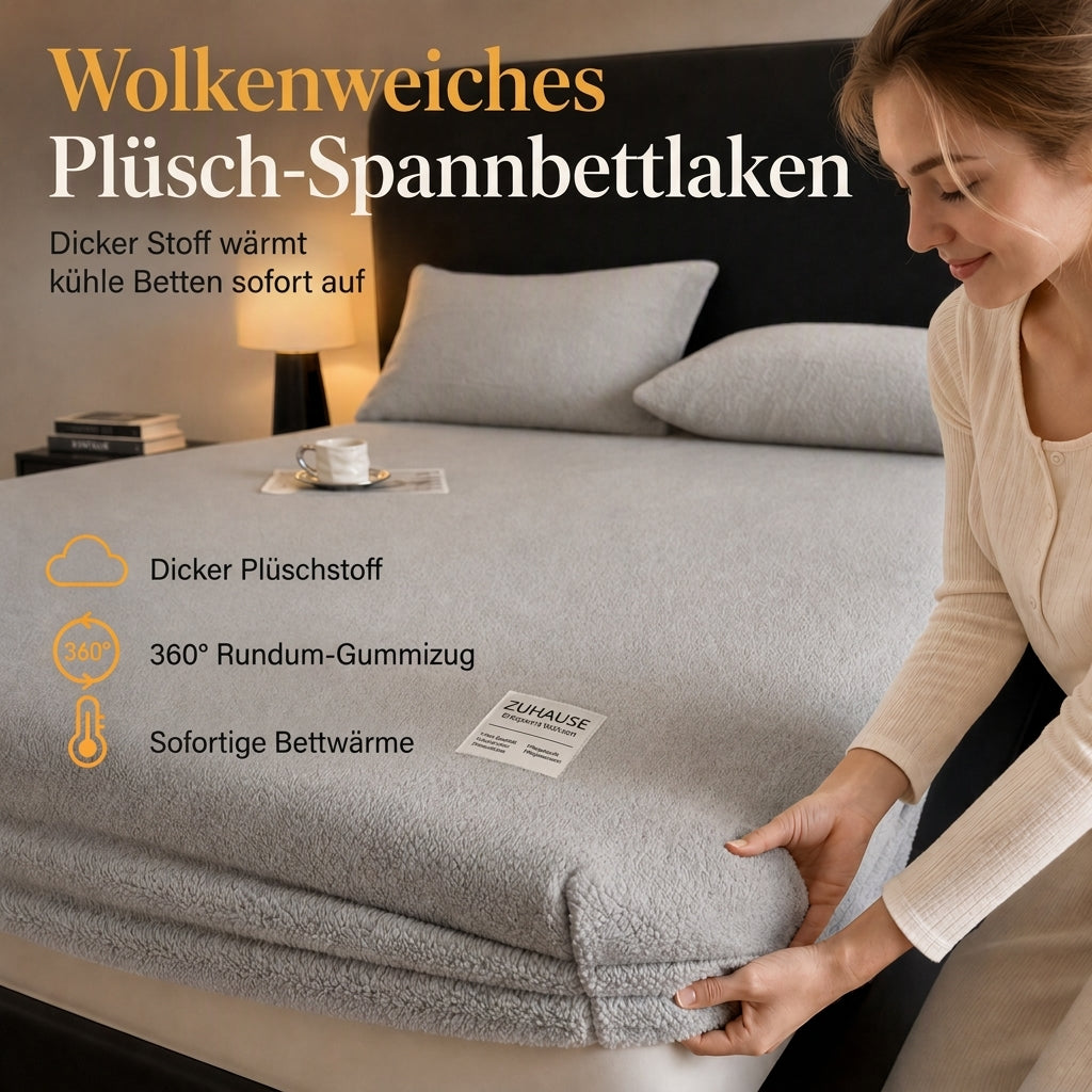 Dicker warmer Plüsch-Spannbettlaken - einfarbig, weich & kuschelig, Winter Matratzenbezug
