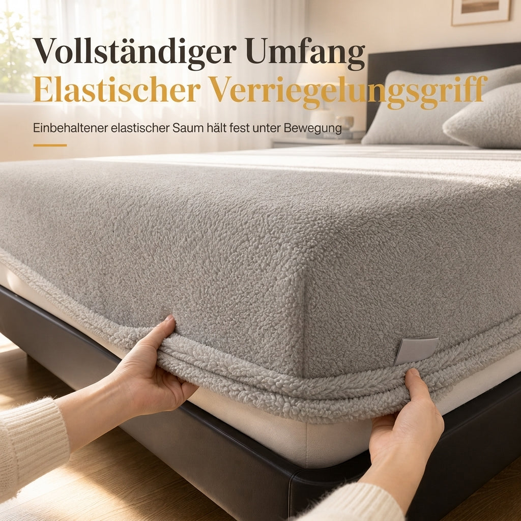 Dicker warmer Plüsch-Spannbettlaken - einfarbig, weich & kuschelig, Winter Matratzenbezug