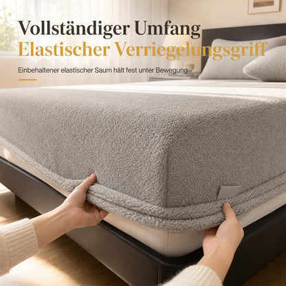 Dicker warmer Plüsch-Spannbettlaken - einfarbig, weich & kuschelig, Winter Matratzenbezug