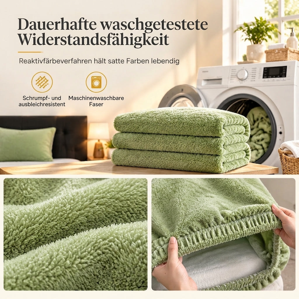 Dicker warmer Plüsch-Spannbettlaken - einfarbig, weich & kuschelig, Winter Matratzenbezug