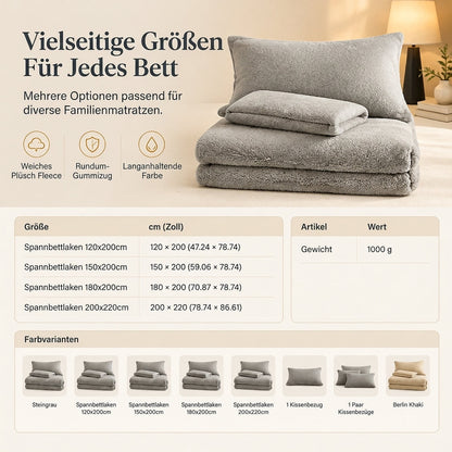 Dicker warmer Plüsch-Spannbettlaken - einfarbig, weich & kuschelig, Winter Matratzenbezug