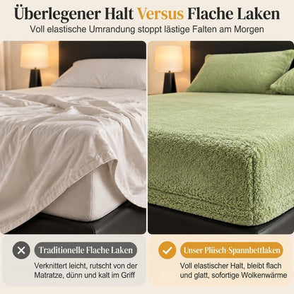 Dicker warmer Plüsch-Spannbettlaken - einfarbig, weich & kuschelig, Winter Matratzenbezug