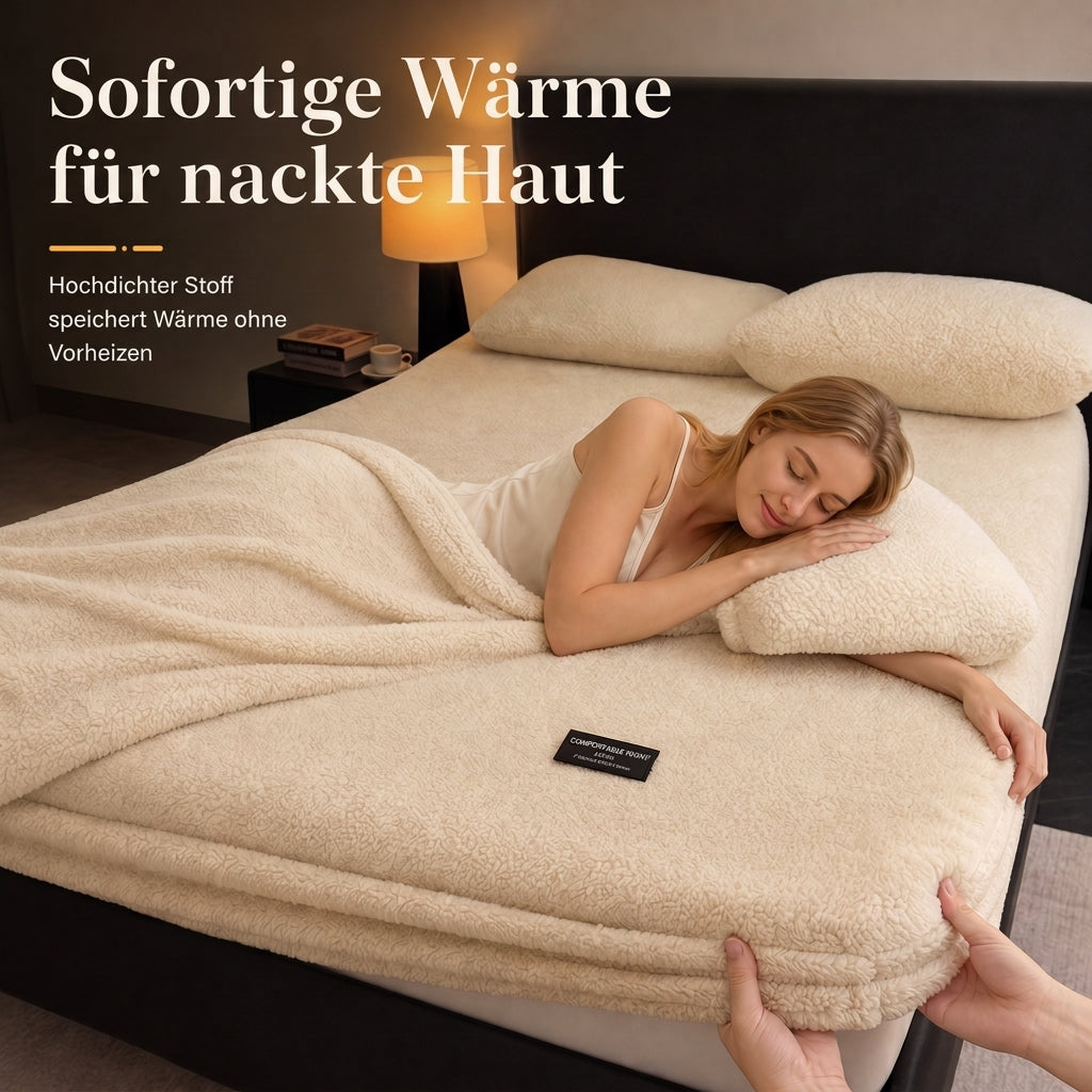 Dicker warmer Plüsch-Spannbettlaken - einfarbig, weich & kuschelig, Winter Matratzenbezug