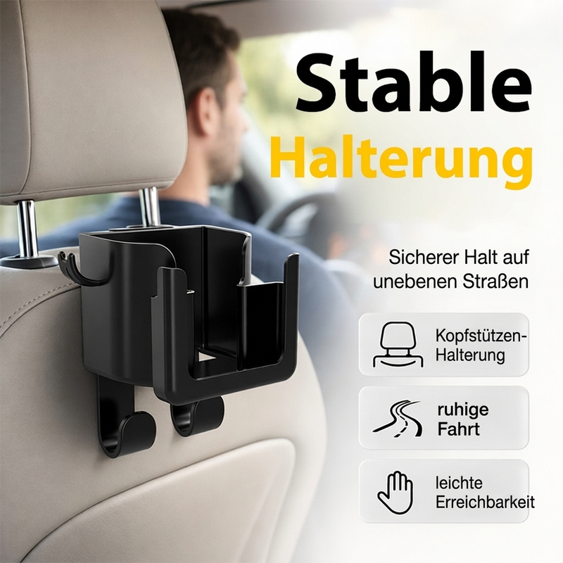 Platzsparender Auto-Getränkehalter