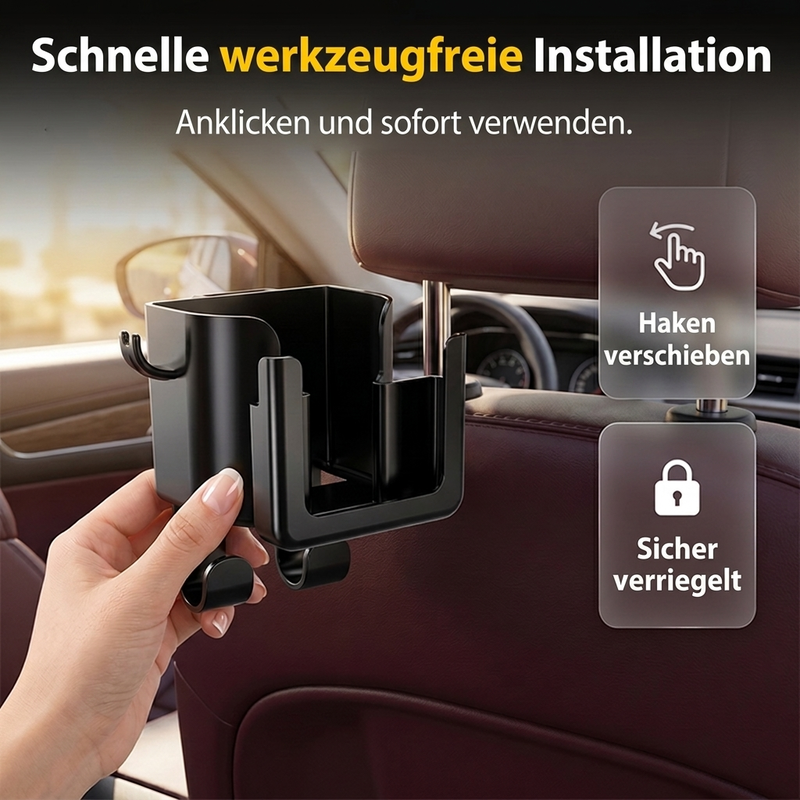 Platzsparender Auto-Getränkehalter