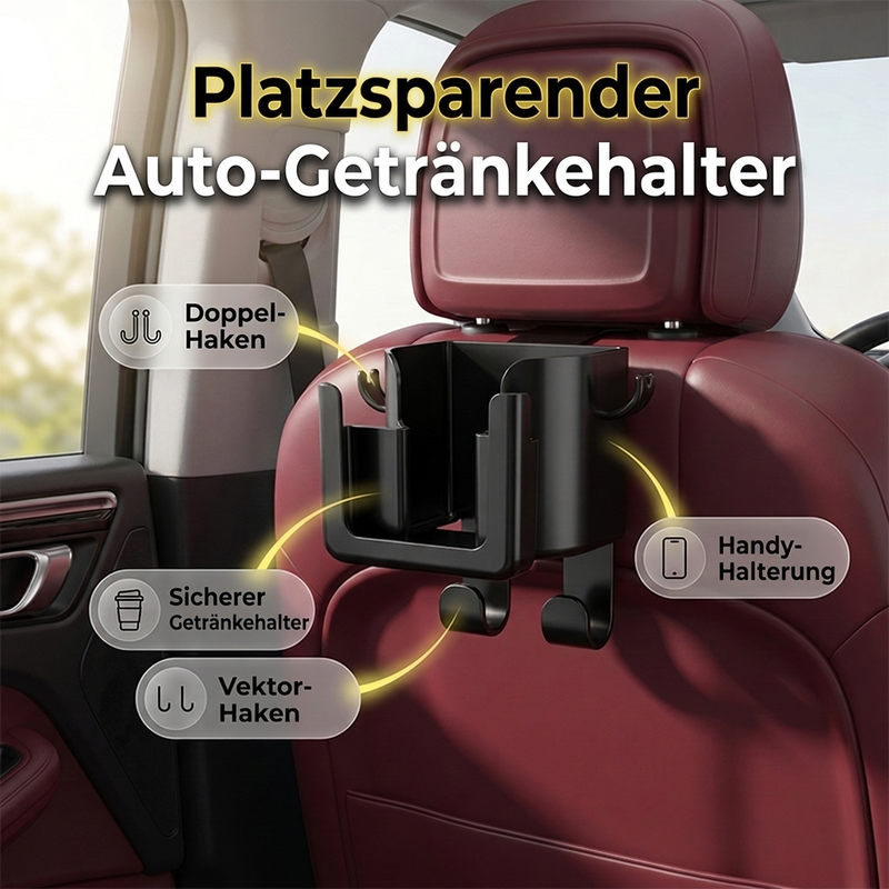 Platzsparender Auto-Getränkehalter