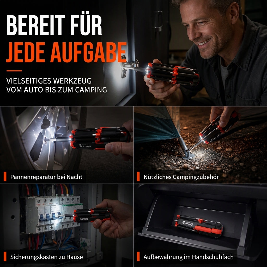 Multifunktionaler Schraubendreher-Satz mit LED-Licht