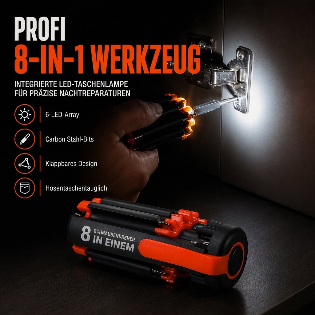 Multifunktionaler Schraubendreher-Satz mit LED-Licht