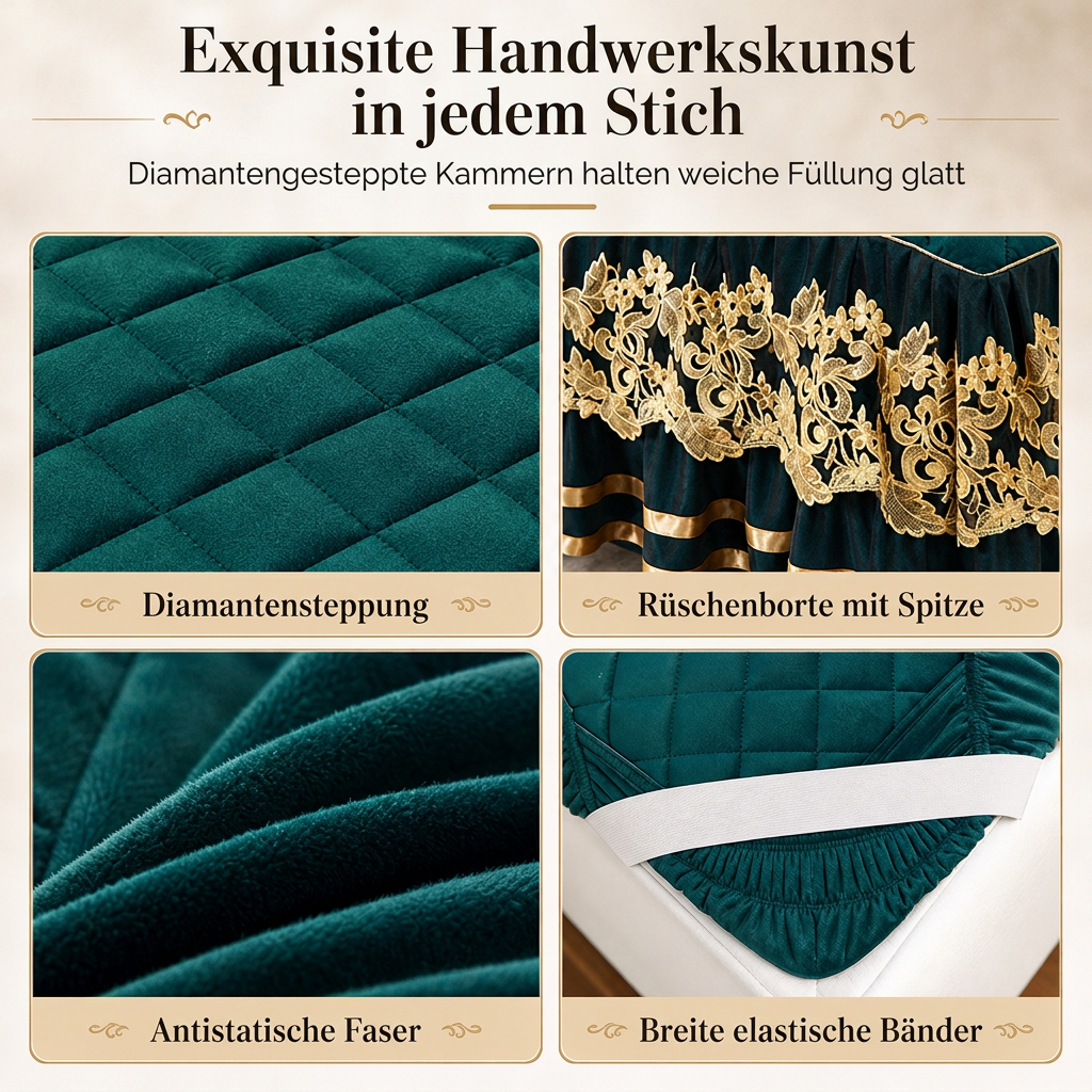 ❄️ Winter-Sonderangebot vorab 🎀 | Stretch-Spannbettlaken aus Samt mit Spitzenbesatz und rutschfester Konstruktion – weich, hautfreundlich, ideal für die kalte Jahreszeit 🛏️✨