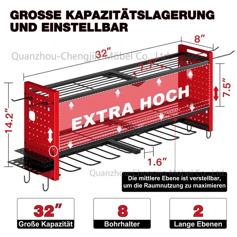 📢📢 50 % RABATT 🛠️ Wandmontiertes Werkzeugregal aus Stahl – Bohrer & Werkzeuge platzsparend aufbewahren
