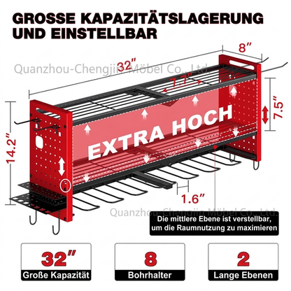 📢📢 50 % RABATT 🛠️ Wandmontiertes Werkzeugregal aus Stahl – Bohrer & Werkzeuge platzsparend aufbewahren