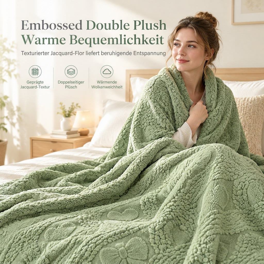 ❄️🛌 Doppelseitige Jacquard-Plüschdecke – Weich, hautfreundlich & gemütlich für Couch, Sofa, Bett und Büro
