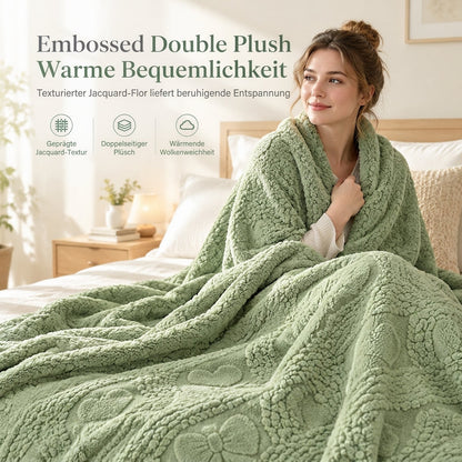 ❄️🛌 Doppelseitige Jacquard-Plüschdecke – Weich, hautfreundlich & gemütlich für Couch, Sofa, Bett und Büro