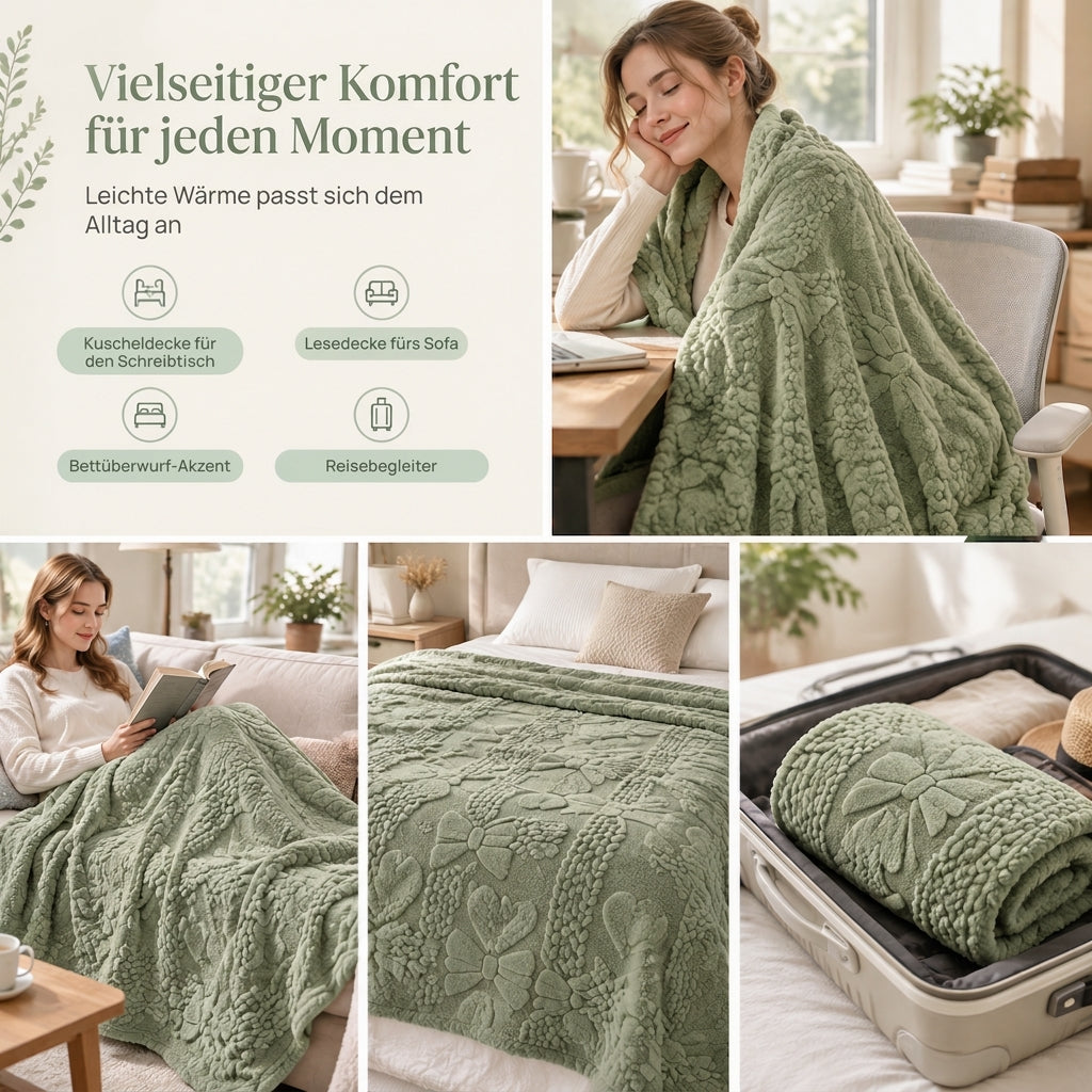❄️🛌 Doppelseitige Jacquard-Plüschdecke – Weich, hautfreundlich & gemütlich für Couch, Sofa, Bett und Büro