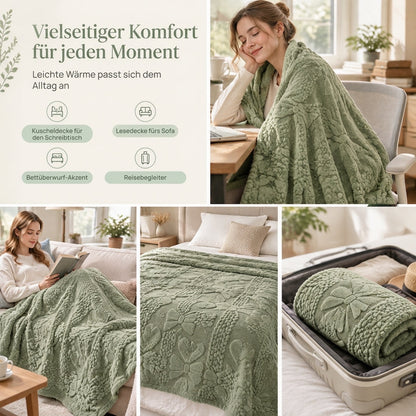 ❄️🛌 Doppelseitige Jacquard-Plüschdecke – Weich, hautfreundlich & gemütlich für Couch, Sofa, Bett und Büro