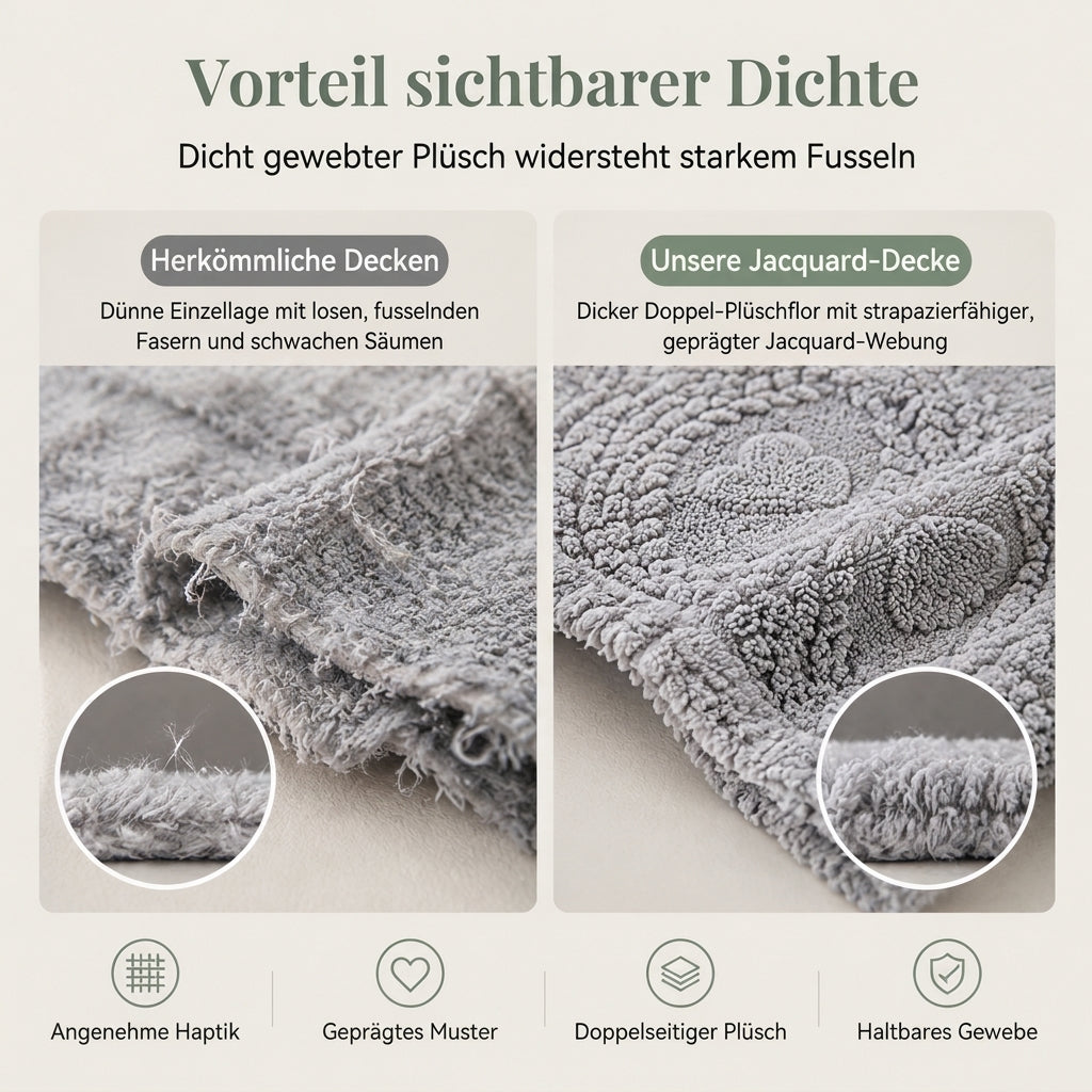 ❄️🛌 Doppelseitige Jacquard-Plüschdecke – Weich, hautfreundlich & gemütlich für Couch, Sofa, Bett und Büro