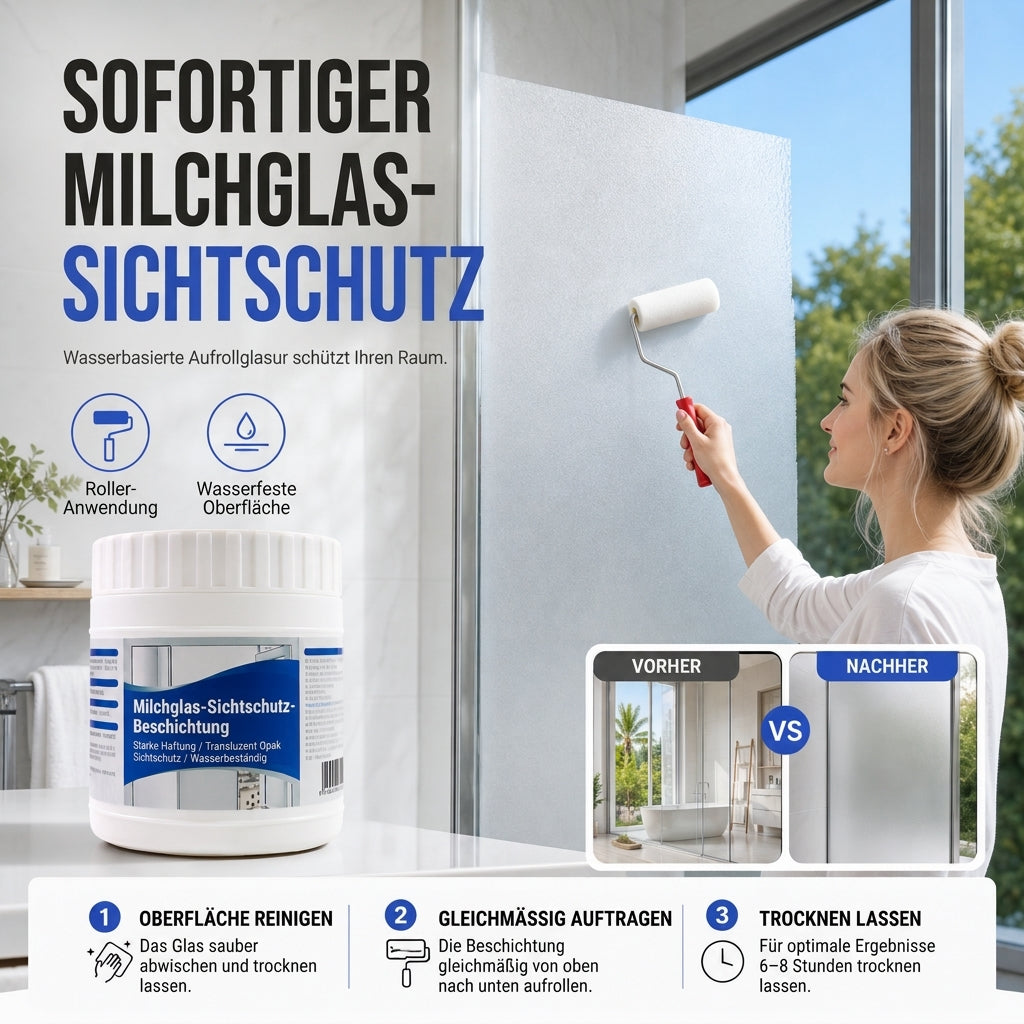 🪟 Wasserbasierte, wasserdichte Mattglasfolie – Selbstklebende Fensterfolie für Sichtschutz & Dekoration