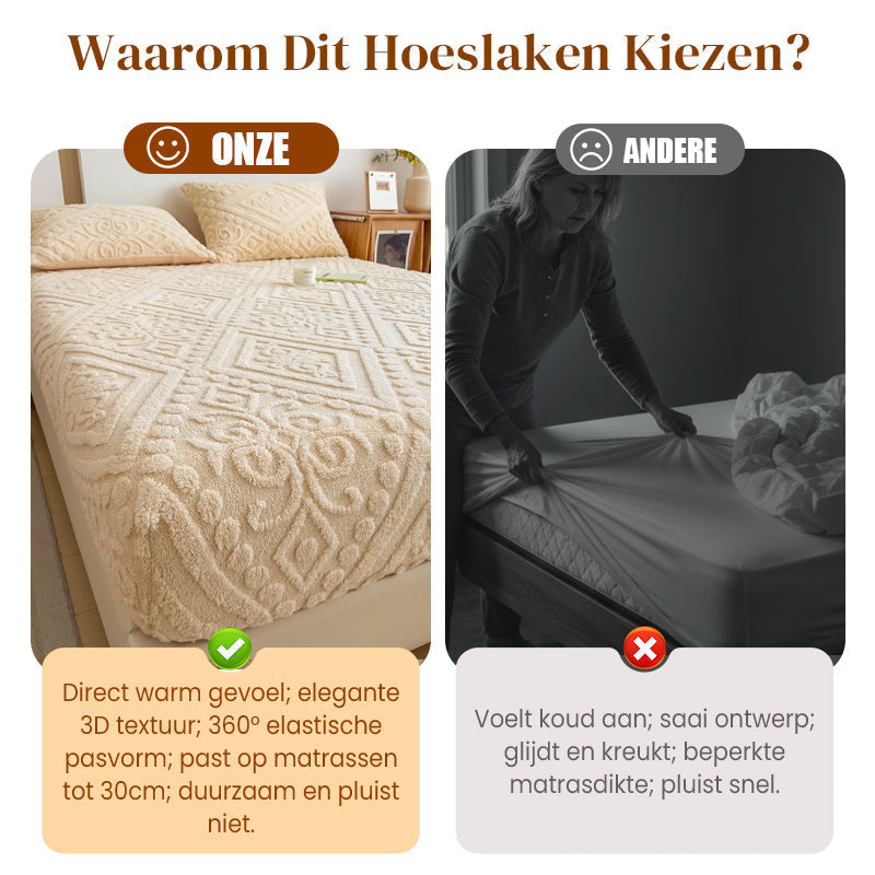 ☁️ Plüsch-Strick-Spannbettlaken – 360° rundum dehnbar für perfekten Sitz 💤