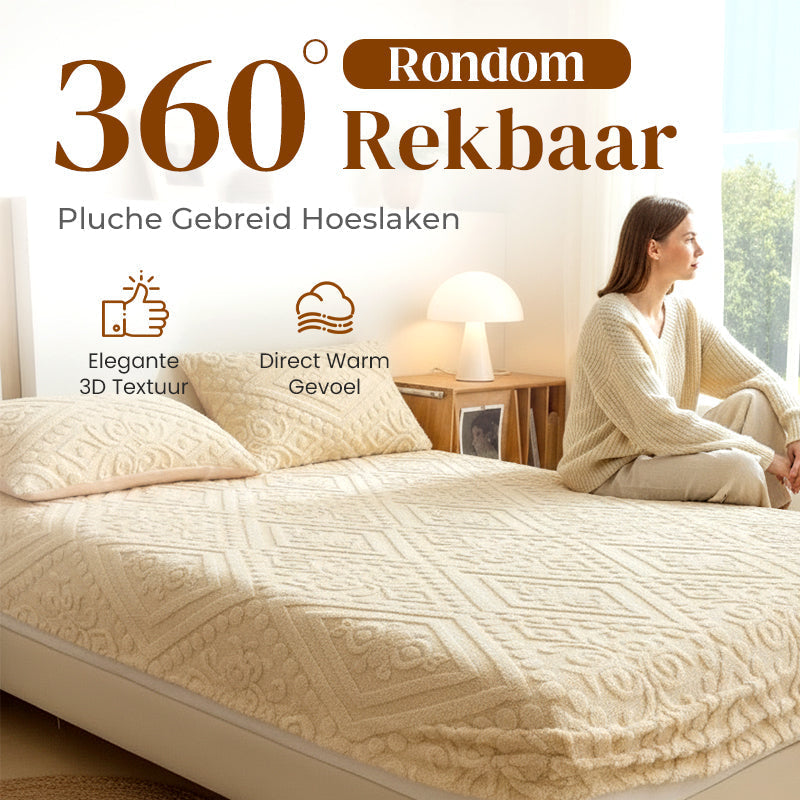 ☁️ Plüsch-Strick-Spannbettlaken – 360° rundum dehnbar für perfekten Sitz 💤