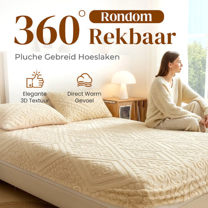 ☁️ Plüsch-Strick-Spannbettlaken – 360° rundum dehnbar für perfekten Sitz 💤