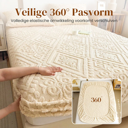 ☁️ Plüsch-Strick-Spannbettlaken – 360° rundum dehnbar für perfekten Sitz 💤
