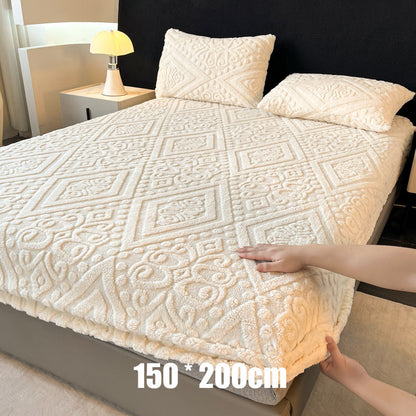 ☁️ Plüsch-Strick-Spannbettlaken – 360° rundum dehnbar für perfekten Sitz 💤