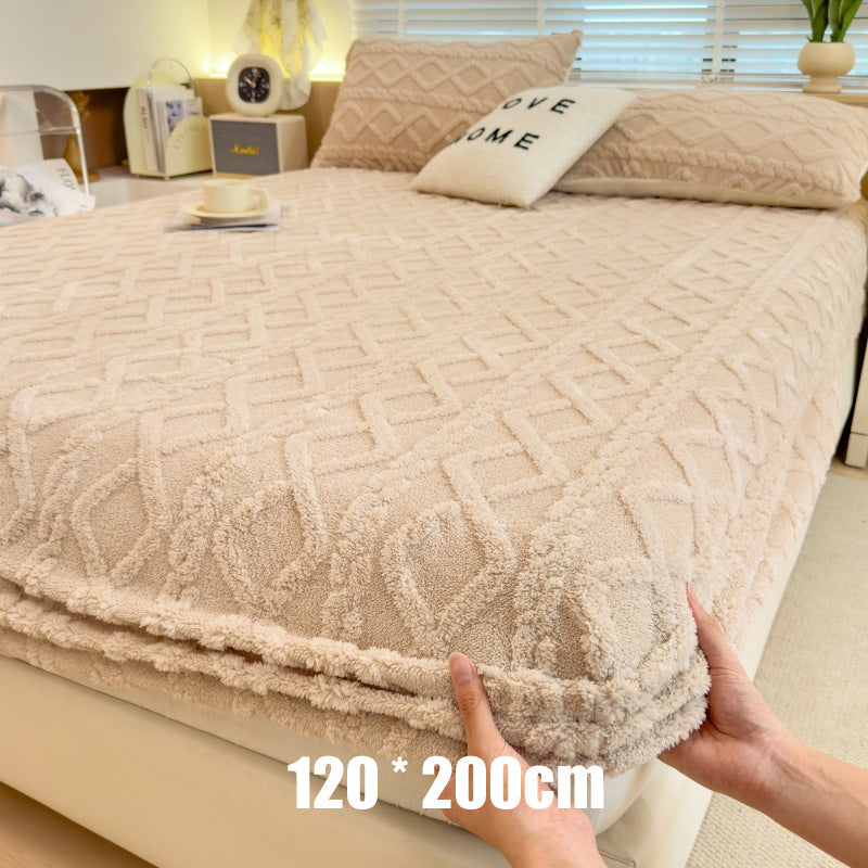 ☁️ Plüsch-Strick-Spannbettlaken – 360° rundum dehnbar für perfekten Sitz 💤