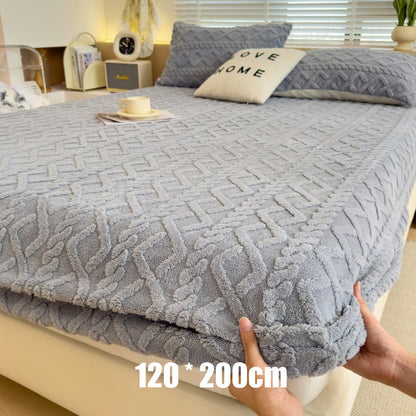 ☁️ Plüsch-Strick-Spannbettlaken – 360° rundum dehnbar für perfekten Sitz 💤