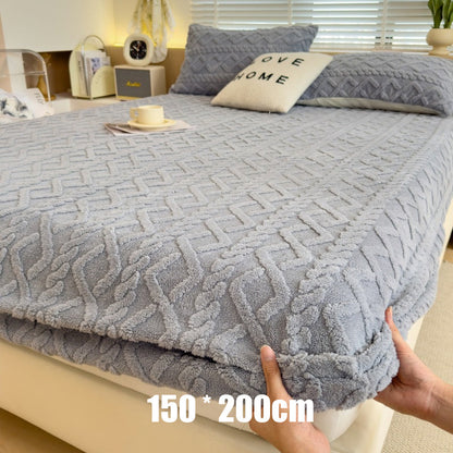 ☁️ Plüsch-Strick-Spannbettlaken – 360° rundum dehnbar für perfekten Sitz 💤