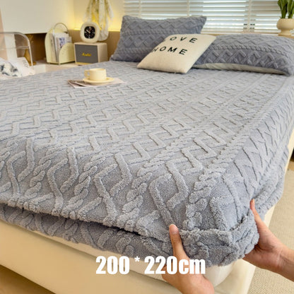 ☁️ Plüsch-Strick-Spannbettlaken – 360° rundum dehnbar für perfekten Sitz 💤